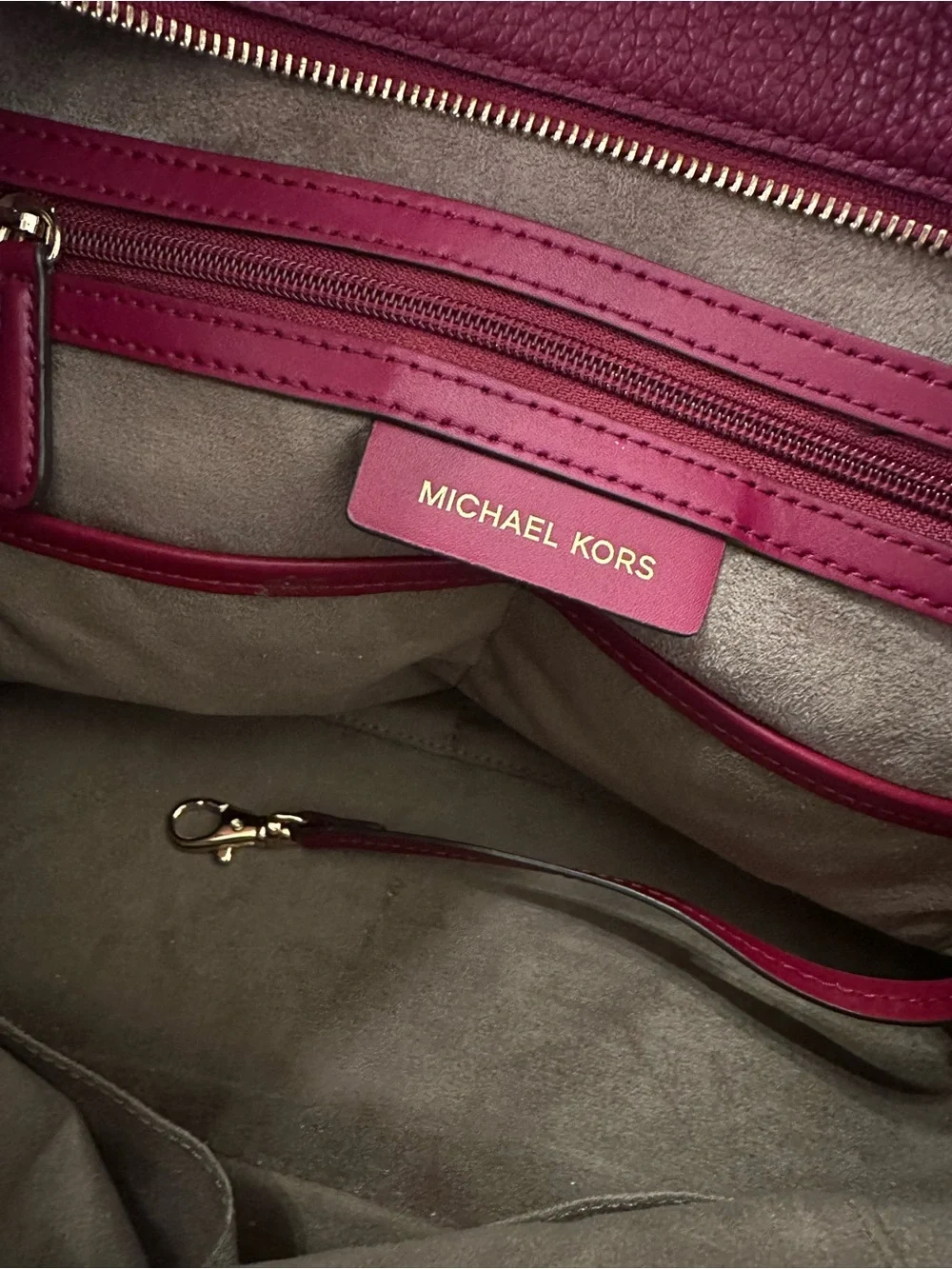 Michael Kors Burgundy Pebbled Leather Satchel Crossbody Tote Bag Gold‎ Hardware